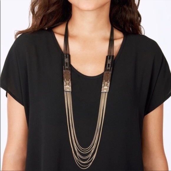 Stella & Dot. Leather beaded chain Jasper necklace - Picture 2 of 4